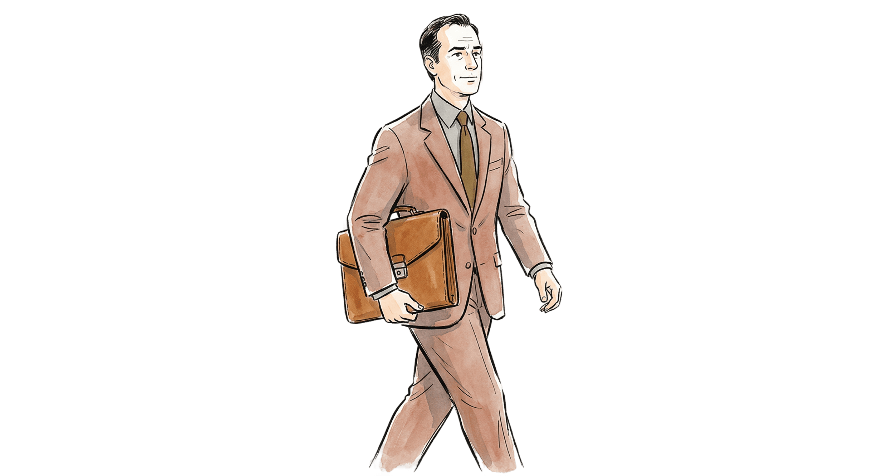 Illustration of a person in a suit holding a portfolio